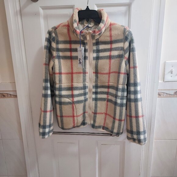 Burberry Beige Check Fleece Jacket - Picture 3 of 9